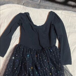 Arshiner Chic Black Kids Dance Costume with Sparkling Skirt